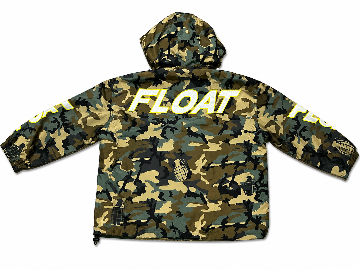 FLOAT CAMO TECH WINDBREAKER QUARTERZIP  W/REMOVABLE HOOD