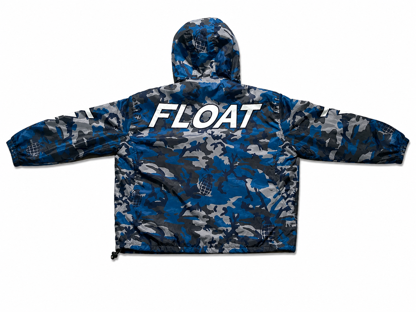 FLOAT CAMO TECH WINDBREAKER QUARTERZIP  W/REMOVABLE HOOD